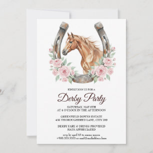 Invitation de fête de Derby avec cheval et art flo