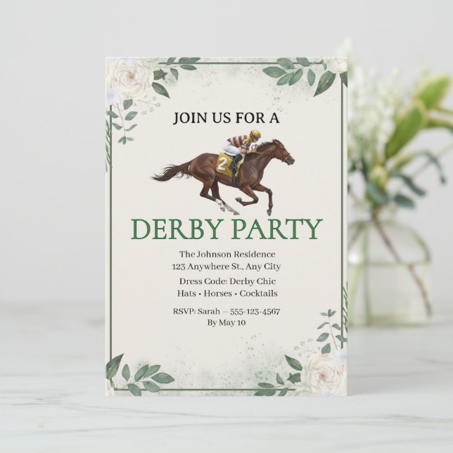 Invitation de fête de Derby de course de chevaux J (Debout devant)