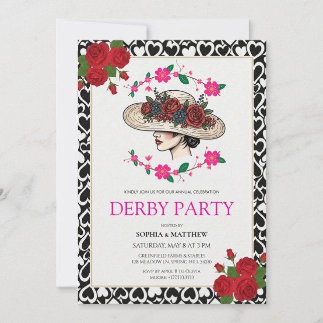 Invitation de fête de Derby de course de chevaux v (Devant)