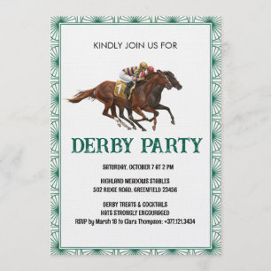 Invitation de fête de derby de course de chevaux v