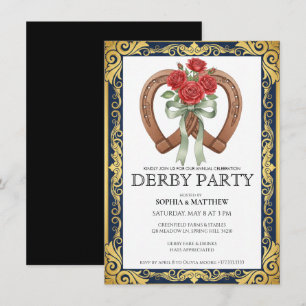 Invitation de fête de Derby Fer à cheval Floral Él