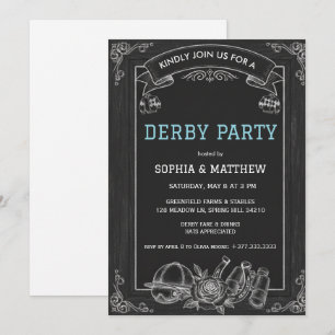 Invitation de fête de Derby sur tableau noir rusti
