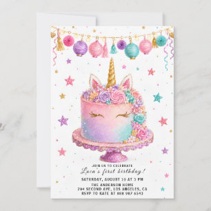 Invitation de fête de destruction de gâteau pastel