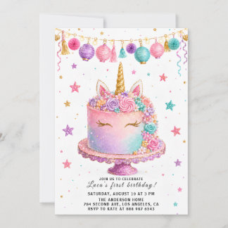 Invitation de fête de destruction de gâteau pastel