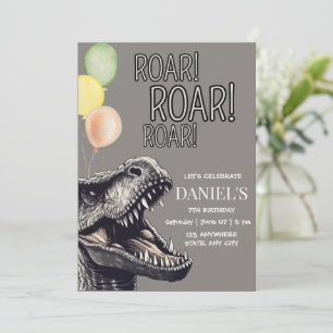Invitation de fête de dinosaure éditable, Dino T-R