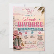 Invitation de fête de divorce de Cowgirl Côtière