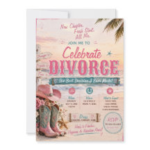 Invitation de fête de divorce de Cowgirl Côtière