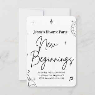 Invitation de fête de divorce simple Nouveaux débu
