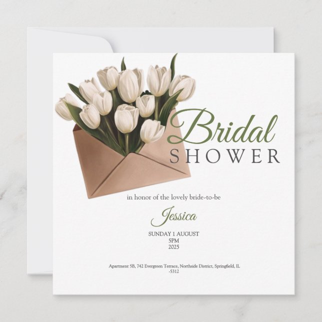 Invitation de fête de douche de mariage chic aux r (Devant)