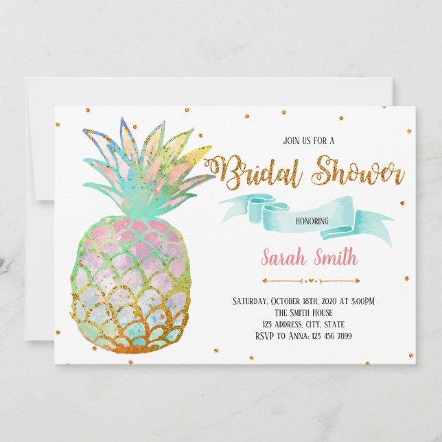 Invitation de fête de douche de mariée à l'ananas (Devant)