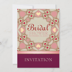 Invitation de fête de douche de mariée Cœurs de ca