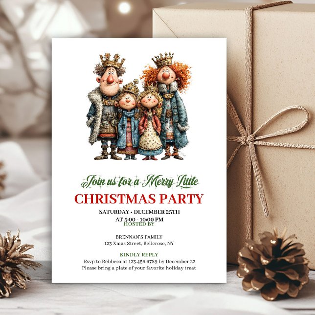 Invitation de fête de famille à l'aquarelle fantai (Whimsical Watercolor Family Festive Party Invite)