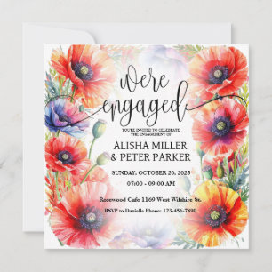 Invitation de fête de fiançailles à l'aquarelle de