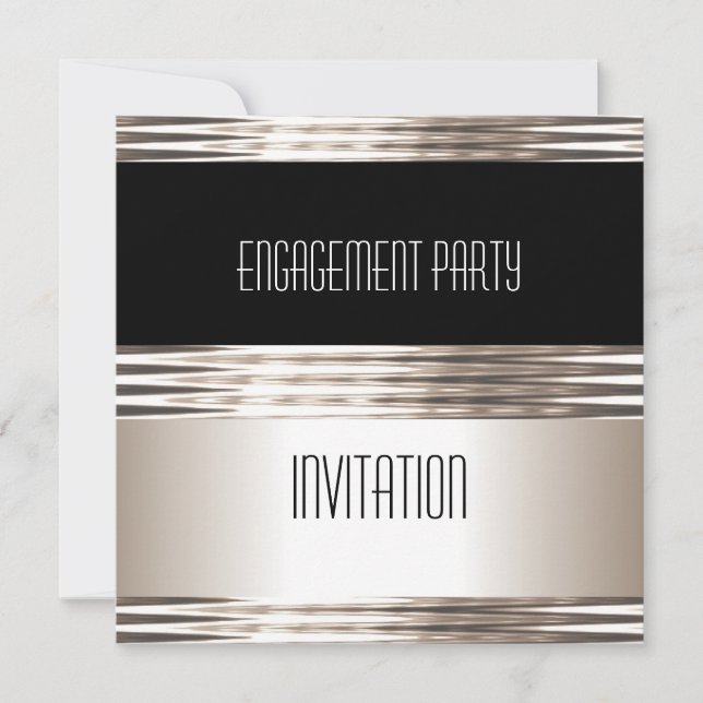 Invitation de fête de fiançailles Art déco crème n (Devant)