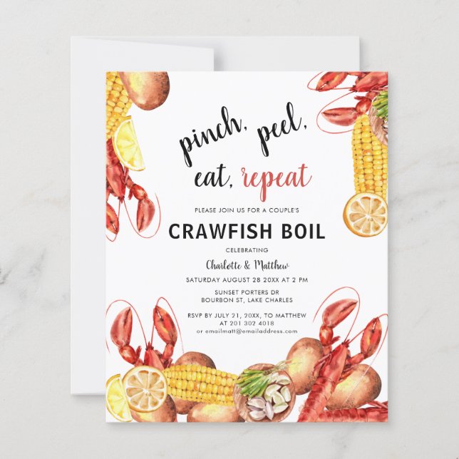 Invitation de fête de fiançailles au crabe ébouill (Devant)