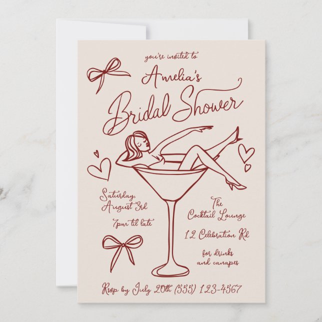 Invitation de Fête de Fiançailles au Martini (Devant)