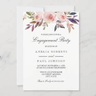 Invitation de fête de fiançailles aux pivoines aqu