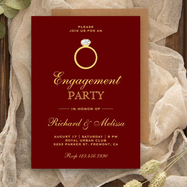 Invitation de fête de fiançailles avec bague de di (Créateur téléchargé)
