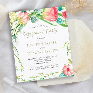 Invitation de fête de fiançailles avec des roses m