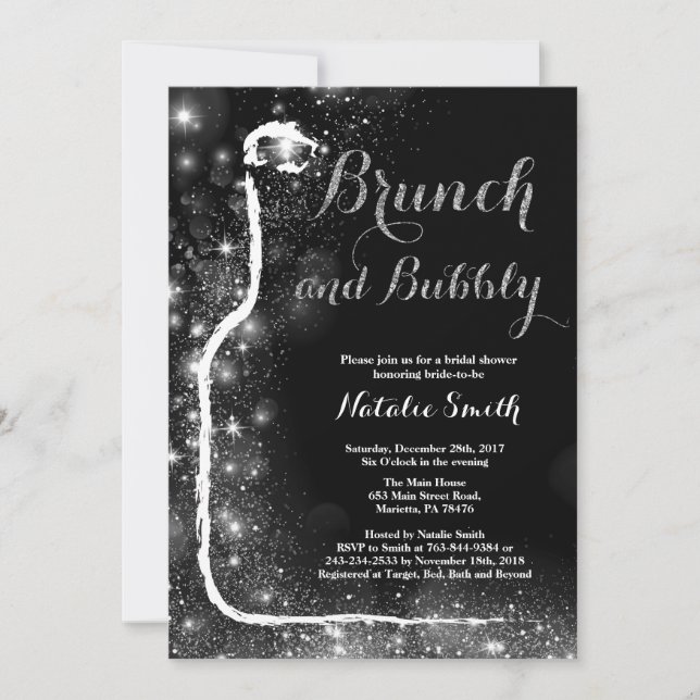 Invitation de Fête de Fiançailles Brunch et Bulles (Devant)