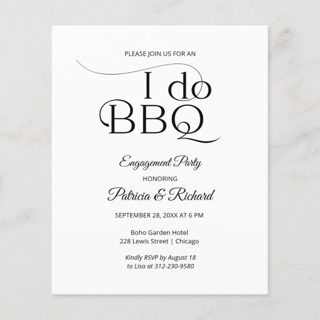Invitation de fête de fiançailles Budget I DO BBQ (Devant)