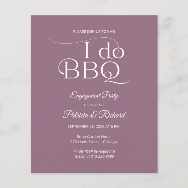 Invitation de fête de fiançailles Budget I DO BBQ (Devant)