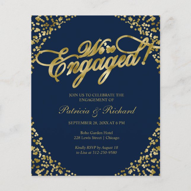 Invitation de fête de fiançailles Budget Nous somm (Devant)