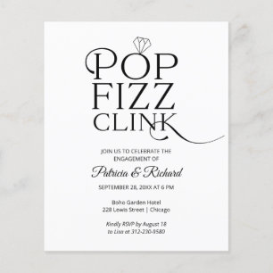 Invitation de fête de fiançailles Budget Pop Fizz 