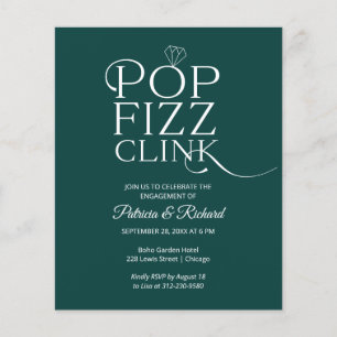 Invitation de fête de fiançailles Budget Pop Fizz 