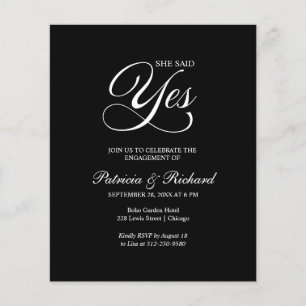 Invitation de fête de fiançailles Budget She Said