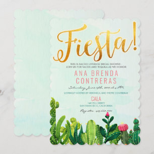 Invitation de Fête de Fiançailles Cactus Fiesta