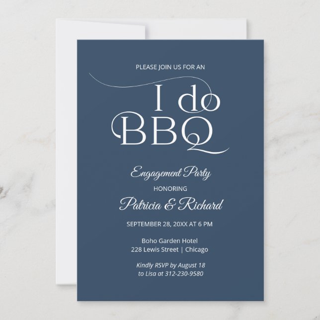 Invitation de fête de fiançailles Chic I DO BBQ (Devant)