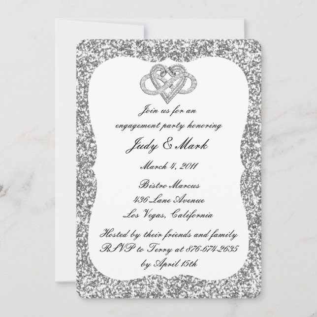 Invitation de fête de fiançailles Cœur d'infini Pa (Devant)