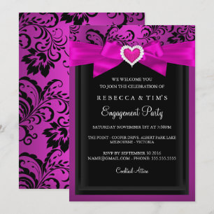 Invitation de fête de fiançailles Cœur romantique 