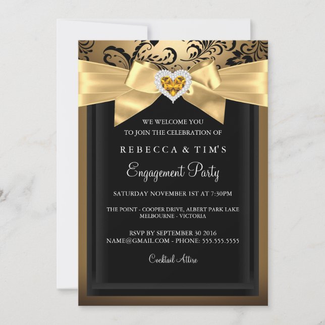 Invitation de fête de fiançailles Cœur Romantique  (Devant)