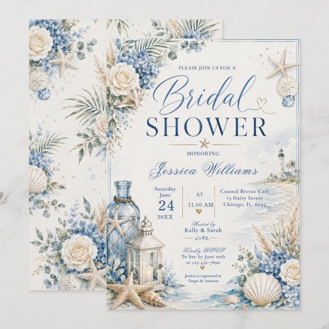 Invitation de Fête de Fiançailles Côtière (Devant / Derrière)