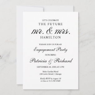 Invitation de fête de fiançailles de calligraphie