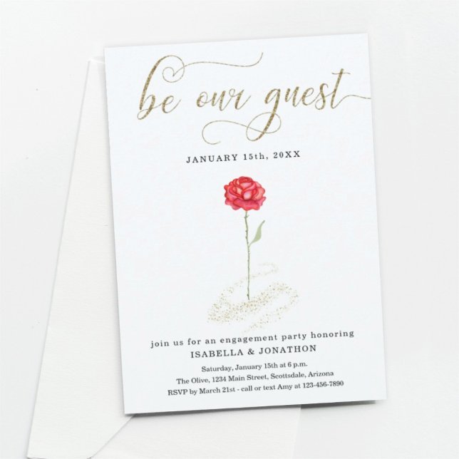 Invitation de fête de fiançailles de La Belle et l (Créateur téléchargé)
