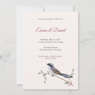 Invitation de fête de fiançailles de l'oiseau Sibi