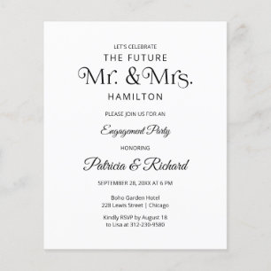 Invitation de fête de fiançailles de M. et Mme Fut