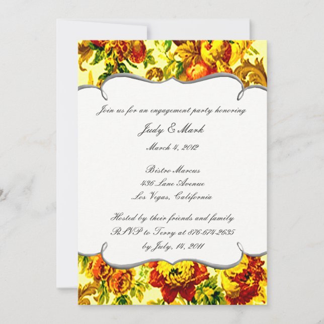 Invitation de fête de fiançailles de mariage print (Devant)