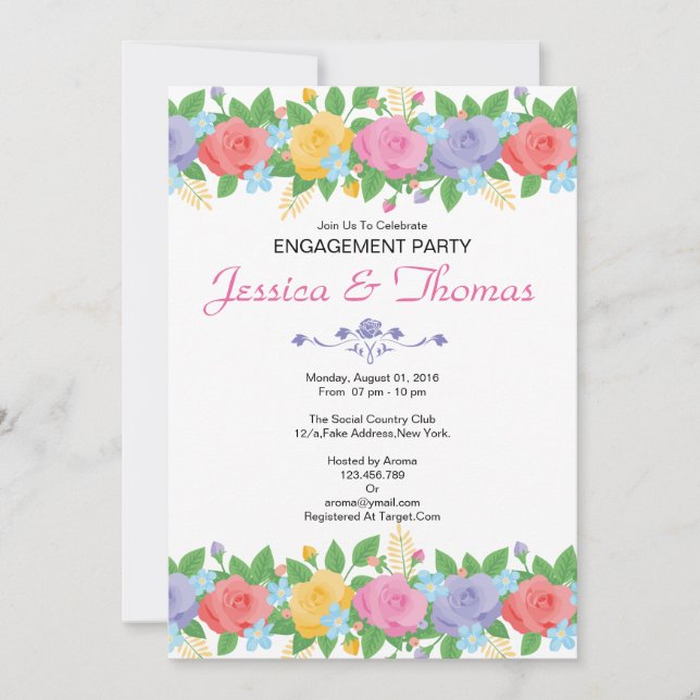 Invitation de fête de fiançailles de mariage roman (Devant)