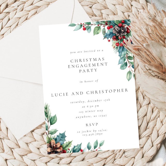 Invitation de fête de fiançailles de Noël au poins (Créateur téléchargé)