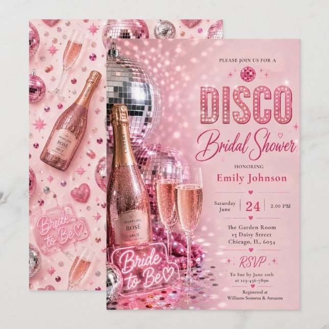 Invitation de Fête de Fiançailles Disco (Devant / Derrière)