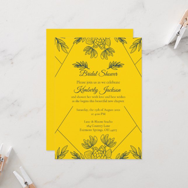 Invitation de Fête de Fiançailles Élégance Dorée (Devant/Arrière en situation)