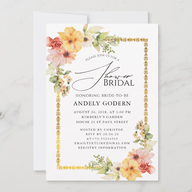 Invitation de Fête de Fiançailles Fleurs Pastel Mo (Devant)