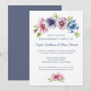 Invitation de fête de fiançailles florale à l'aném