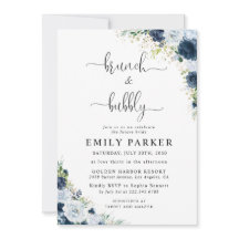 Invitation de Fête de Fiançailles Florale Bleu Mar