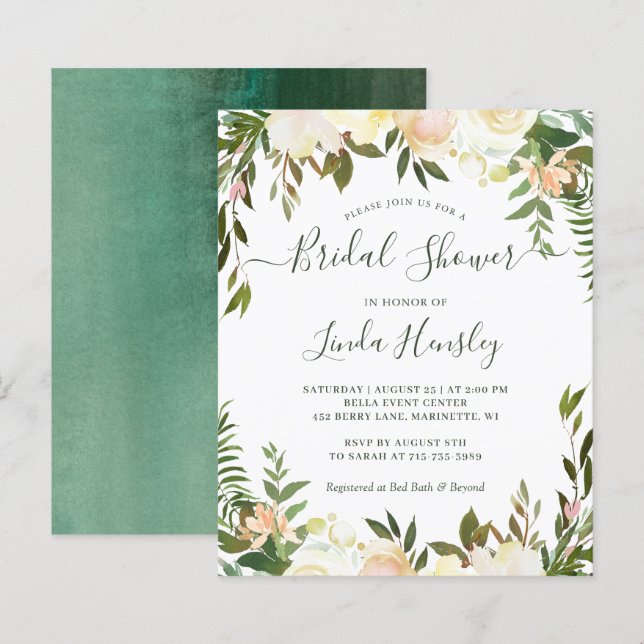 Invitation de Fête de Fiançailles Florale et de Ve (Devant / Derrière)