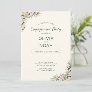 Invitation de fête de fiançailles florale romantiq